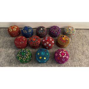 12 Bejeweled Velvet Lined Pill Containers #822
